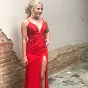 Gigi Hadid Red Prom Dress 0